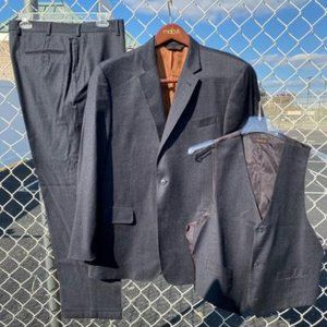 "JOSEPH" Pindot CHARCOAL 44RJacket 39w 3pc suit